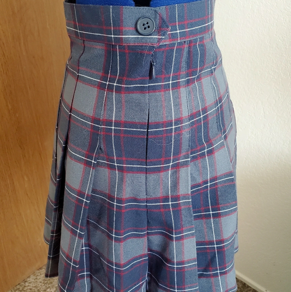 American Apparel Pleated Plaid Blue Tennis Skirt